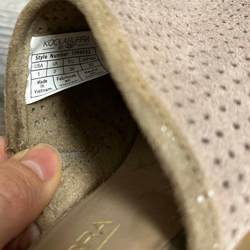 Koolaburra by UGG Raychel Beige Perforated Suede Mule Slides 2” Block Heel Sz 5 - Picture 7 of 7